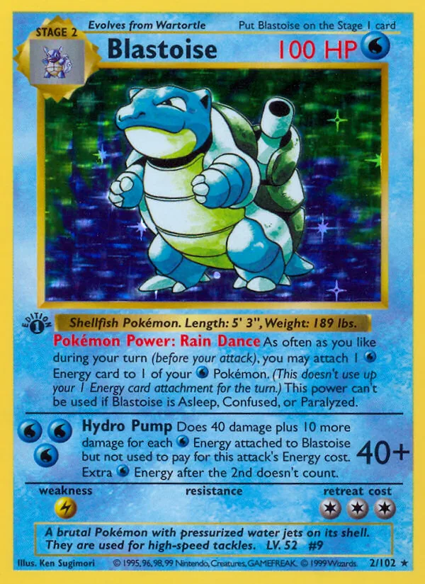 Blastoise Pokémon card from Base Set