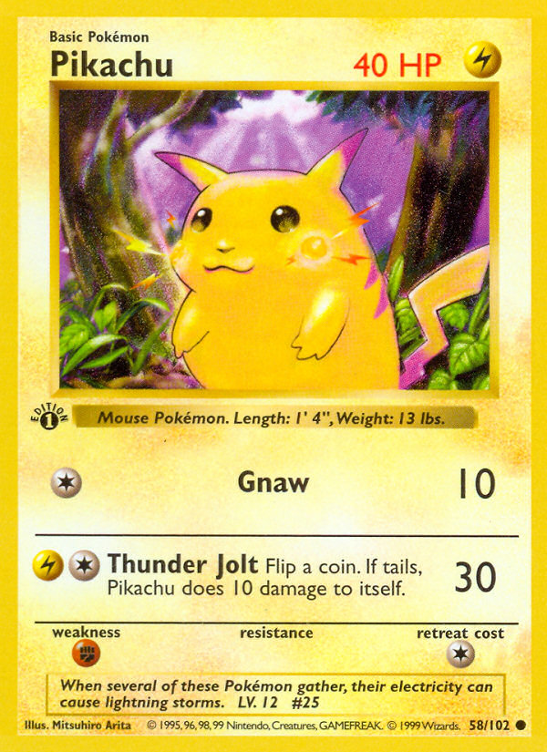 Pikachu Pokémon card from Base Set