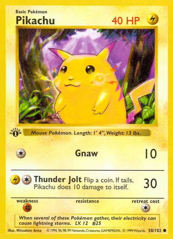 Pikachu Pokémon card from Base Set