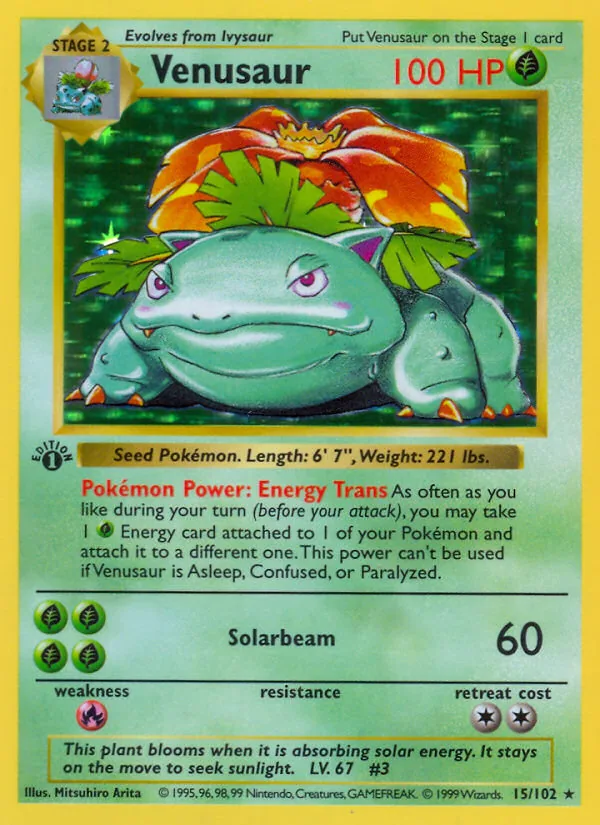Venusaur Pokémon card from Base Set
